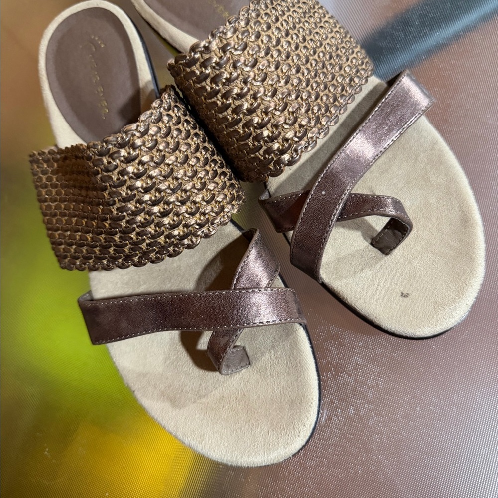 Chic Bronze Woven Sandals